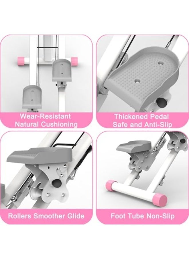 WALALLA Stair Stepper for Home-Upgrade Vertical Climber Workout Machine for Full-Body Exercise Climber Fitness Equipment with Stable Frame Adjustable Handlebar Foldable, Pink - Image 4