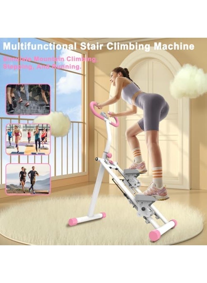 WALALLA Stair Stepper for Home-Upgrade Vertical Climber Workout Machine for Full-Body Exercise Climber Fitness Equipment with Stable Frame Adjustable Handlebar Foldable, Pink - Image 5