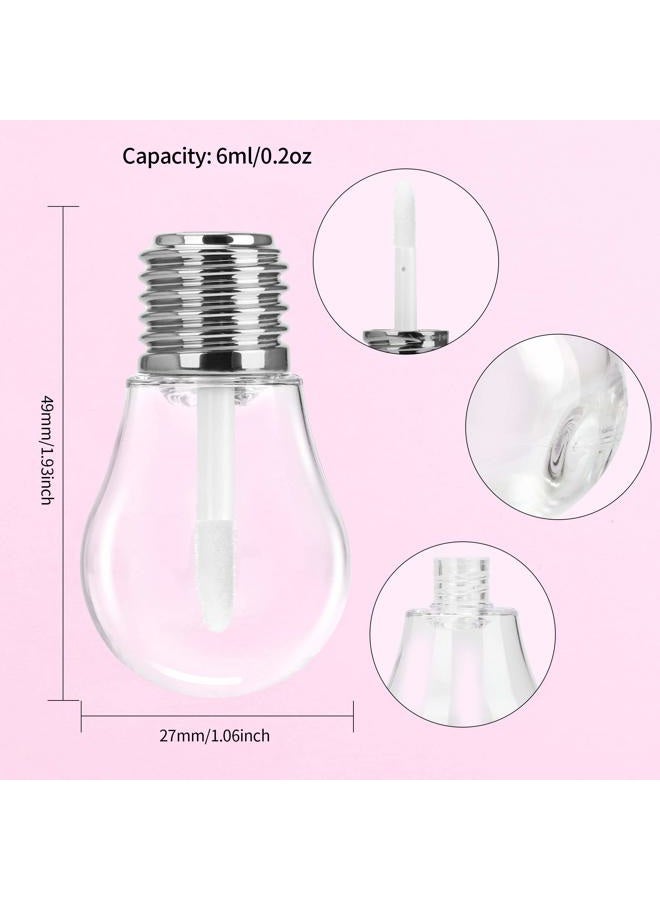 RONRONS 20 Pieces Funny Light Bulb Shaped Lips Balm Tube, Small Empty Refillable Lips Gloss Bottles, DIY Cosmetics Lipstick Containers with Silver Cap, Travel Makeup Sample Holder,6ML - Image 4