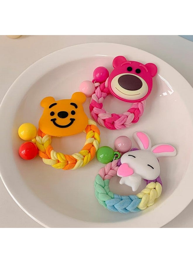 QUILBOOL Colorful Cartoon Elastic Hair Ties - Soft, Non-Slip Ponytail Holders for Girls, Toddlers & Kids | Adorable Hair Accessories for School & Parties 3PCS MULTICOLOR - Image 1