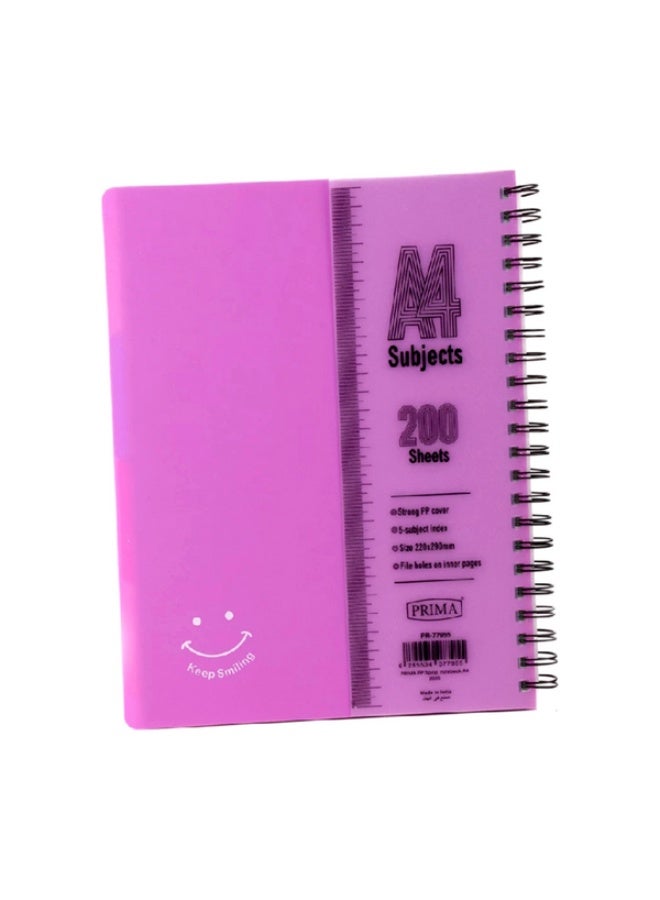 بريما دفتر ملاحظات حلزوني سداسي A4، 200 ورقة، غلاف ناعم، ألوان متنوعة، 220 × 290 مم، PR-77955 - Image 1