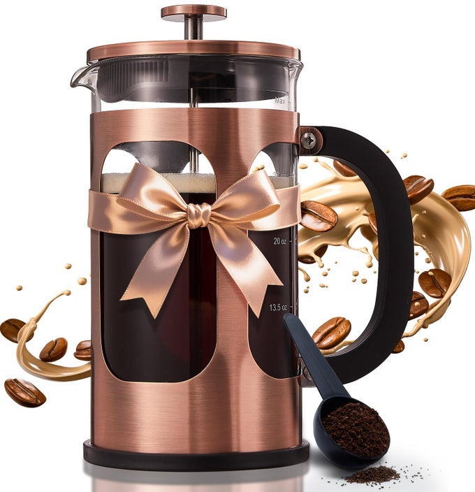 34OZ 1 LITER FRENCH PRESS COFFEE MAKERMOTHERS DAY GIFTS FOR MOMCOFFEE LOVER GIFTHEAT RESISTANT THICKENED BOROSILICATE GLASS STAINLESS STEEL BREWERCOLD BREW CAFETERA TEAPOT FOR KITCHENCOPPER