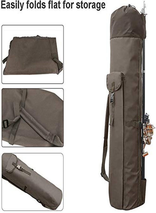 Allnice Durable Canvas Fishing Rod & Reel Organizer Bag Travel Carry Case Bag- Holds 5 Poles & Tackle (Khaki) - Image 4
