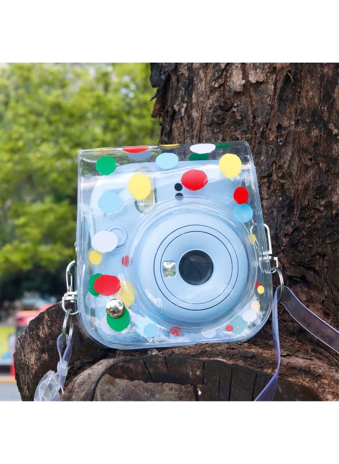 Generic Polaroid Mini 12 Transparent Color Polka Dot Camera Bag Digital Camera Fitted Storage Protective Bag Crossbody Bag-Color:Transparent Polka Dots (opp Bag)  - Image 5