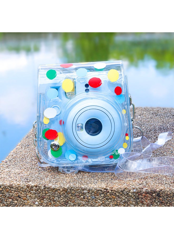 Generic Polaroid Mini 12 Transparent Color Polka Dot Camera Bag Digital Camera Fitted Storage Protective Bag Crossbody Bag-Color:Transparent Polka Dots (opp Bag)  - Image 4