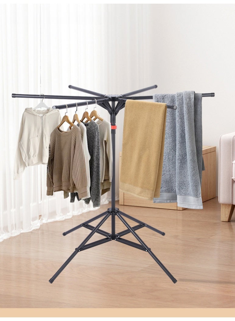 Foldable Floor Drying Rack – Adjustable Height Stainless Steel Clothes Hanger with Rotating Arms, Space-Saving Indoor & Outdoor Dryer - Image 1