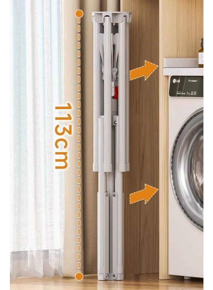 منشر غسيل أرضي قابل للطي – شماعة ملابس من الفولاذ المقاوم للصدأ بارتفاع قابل للتعديل وأذرع دوارة لتجفيف الغسيل داخل المنزل أو خارجه - Image 3