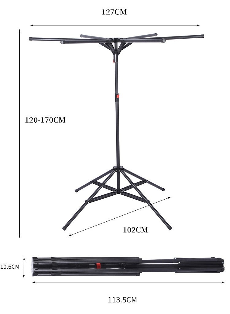 منشر غسيل أرضي قابل للطي – شماعة ملابس من الفولاذ المقاوم للصدأ بارتفاع قابل للتعديل وأذرع دوارة لتجفيف الغسيل داخل المنزل أو خارجه - Image 4