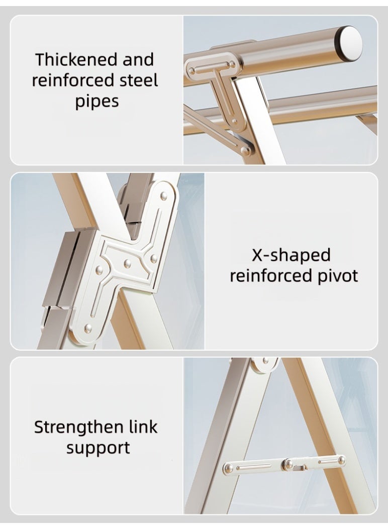 منشر ملابس قابل للطي – منشر غسيل ملابس أرضي ستانلس ستيل بارتفاع قابل للتعديل مع أذرع دوارة لتجفيف الملابس داخل المنزل وخارجه - Image 4