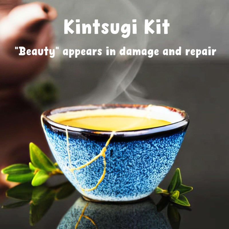 MUFUN Kintsugi Repair Kit, Repair Your Meaningful Pottery with KINTSUGI Gold Glue, Japanese KINTSUGI Ceramic Repair Starter Kit- an Practice Ceramic Cups Free for Kintsugi Beginner - Image 2