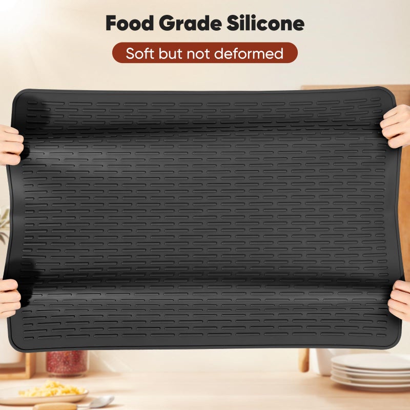 IKANFI Stove Top Cover for Electric Stove, Dish Drying Mat for Kitchen, Glass Cooktop Protector, Heat Resistant Waterproof Foldable Anti-Slip Silicone Mat (Black, 30''L x 21''W) - Image 5