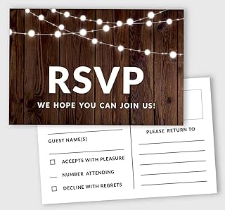 Inkdotpot 50 Blank RSVP Postcards String Light Print 4"X6" Response Cards,RSVP Reply Card for Wedding,Bridal - Image 1