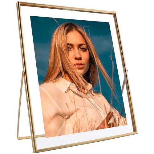 AhaGo Gold Floating Frame 10x12 Vertical For Picture 85x11 8x10 7x9 Tabletop Shelf Photo Frame Classy For Summer Holiday Birthday or Wedding Home or Office Dcor