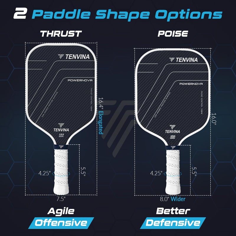 NHYHN TENVINA Pickleball Paddles, 2025 POWERNOVA Multilayer K29 Aramid & Carbon Fiber Pickleball Paddle with TPC Honeycomb Core, Precise Control and Forceful Spin, USAPA Approved Pickle Ball Paddle - Image 4
