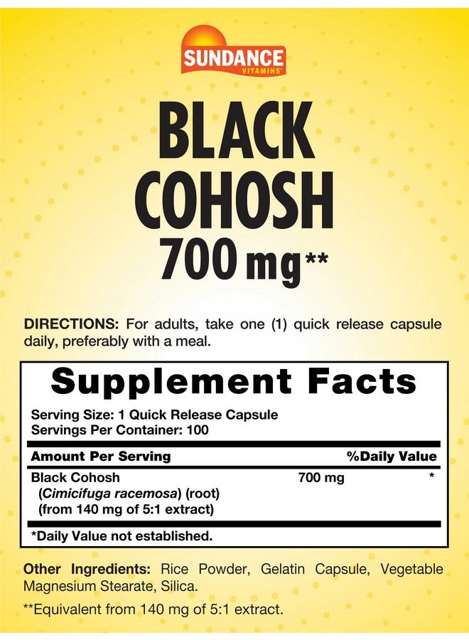 Sundance Black Cohosh 700mg | 100 Quick Release Capsules | Traditional Herb | Non-GMO and Gluten Free Supplement - Image 2
