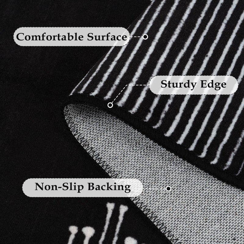 Seavish Runners for Hallways Non Slip 2.6x10 Low Pile Soft Black Carpet Runners Modern Geometric Faux Wool Entryway Rugs Indoor Decor Non Shedding Neutral Rugs for Entrance Kitchen Foyer Living Room - Image 3