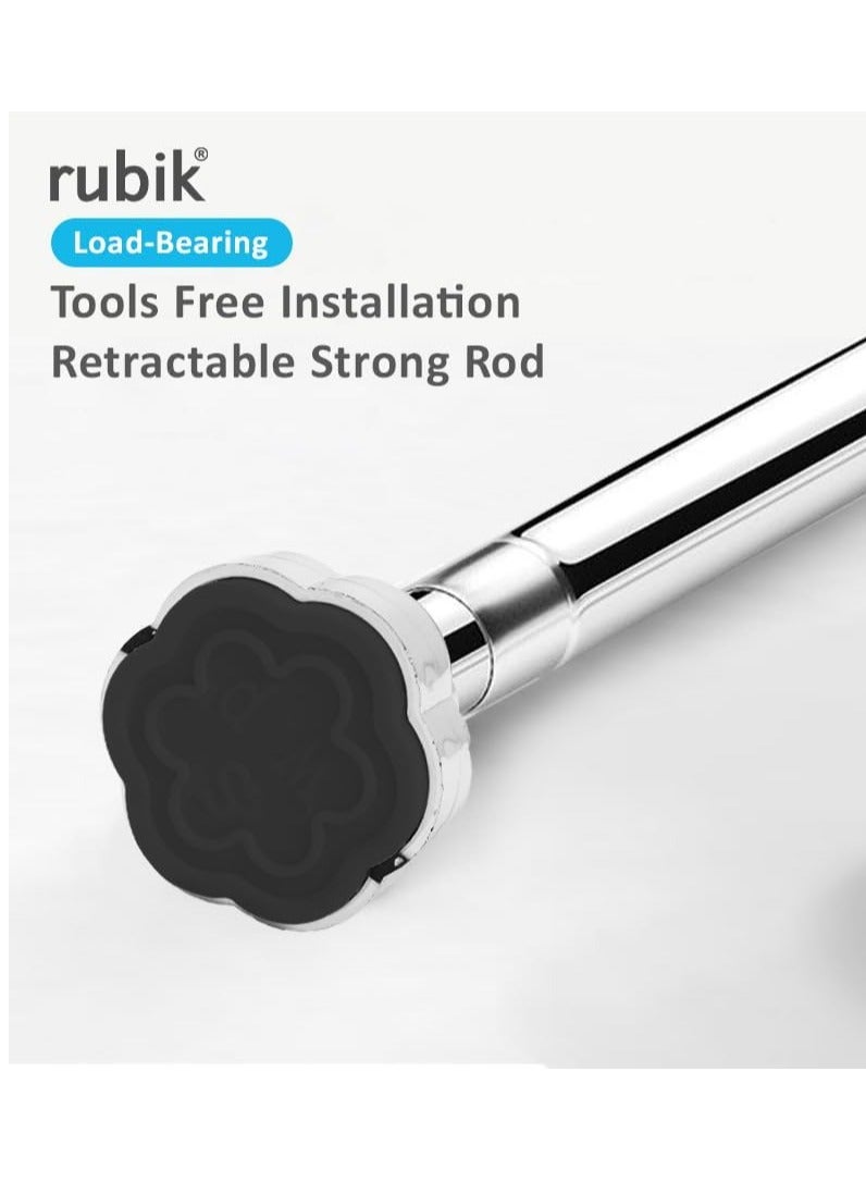 Rubik Curtain Rod, 150cm to 260cm Adjustable Length Telescopic Tension Bar Stainless Steel for Shower Stalls Bathtubs Closets Windows Changing Areas - Non-Slip No Drilling  - Image 4