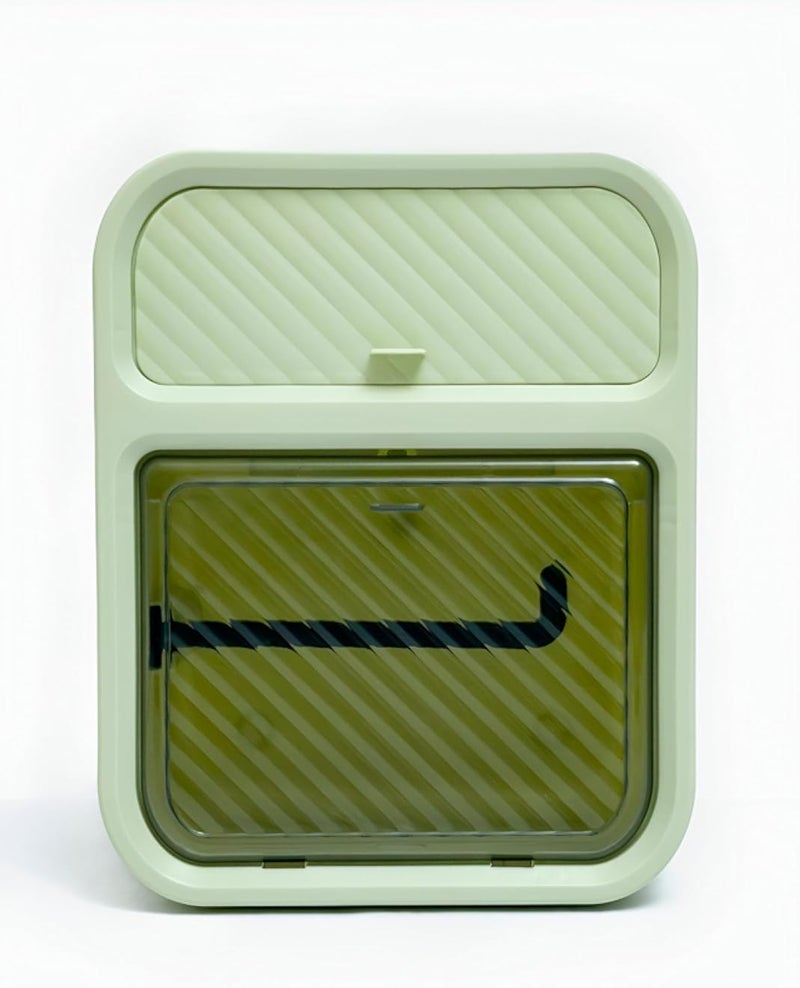 موزع مناشف الحمام - تصميم عصري يُثبت على الحائط، يتميز بسهولة التشغيل وخاصية القفل، للحفاظ على نظافة وترتيب الحمامات (اللون: أخضر فاتح)