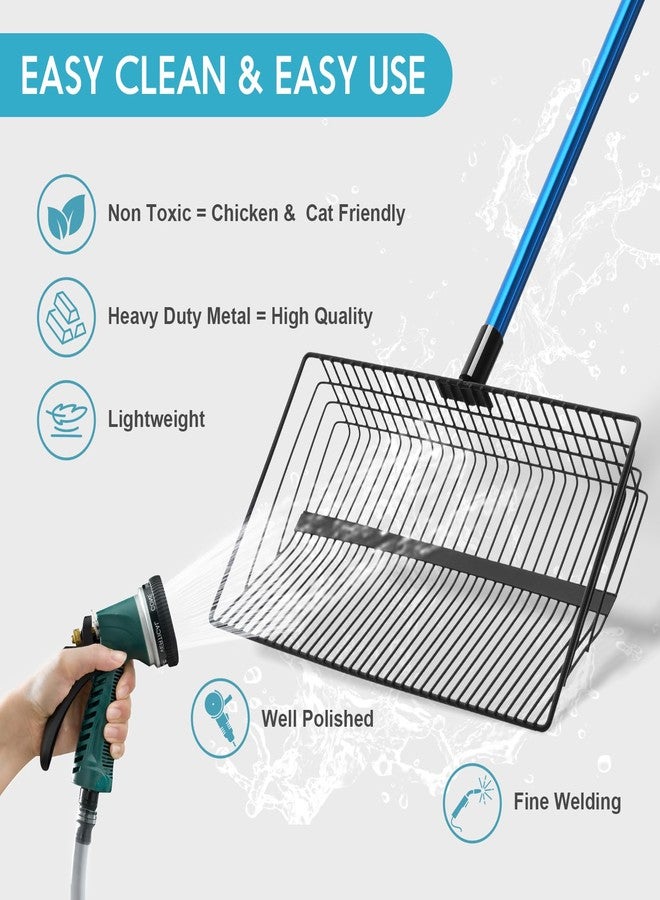 Polarduck Chicken Poop Scooper & Rake: Stainless Steel Heavy Duty Litter Scooper Sand Sifter Shovel with Adjustable Handle for Chicken Coop & Pet Waste Cleaning (22"-41") | Chicken Essentials (Basic) - Image 5