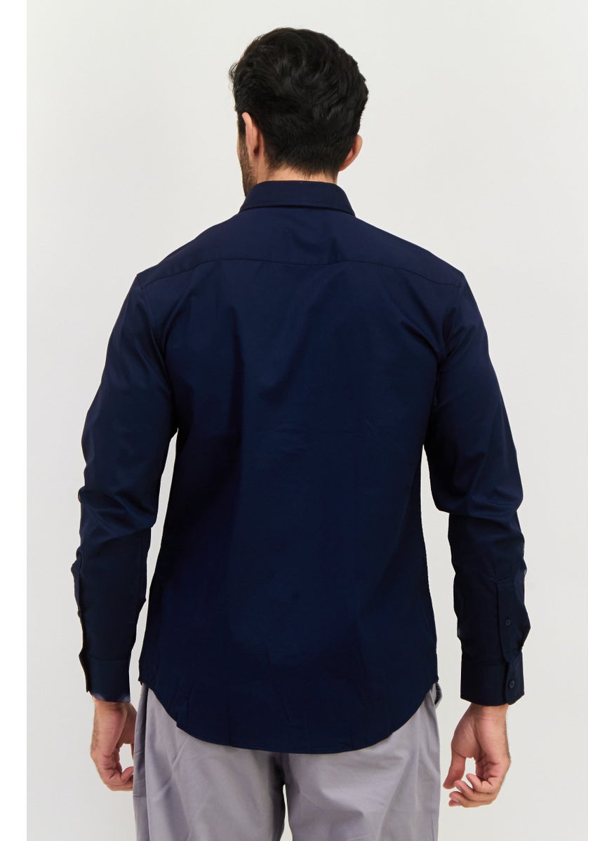 ESPRIT Men Regular Fit Solid Long Sleeves Casual Shirt, Navy  - Image 2