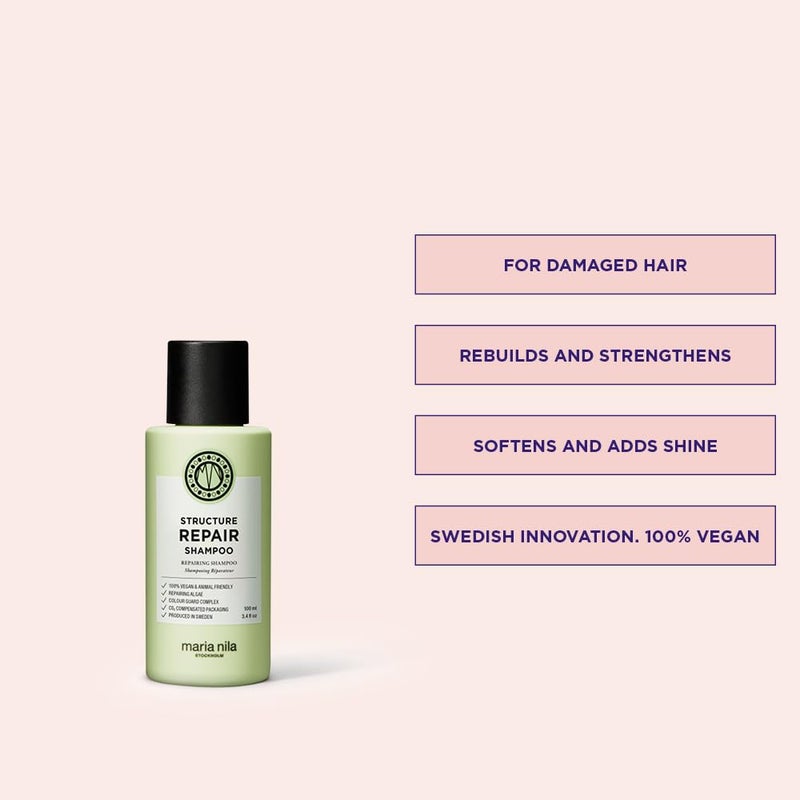 Maria Nila Structure Repair, Shampoo 3.4 Fl Oz, For Damaged & Chemically Treated Hair, Algae Extract Rebuilds & Moisturizes, 100% Vegan & Sulfate/Paraben free - Image 2