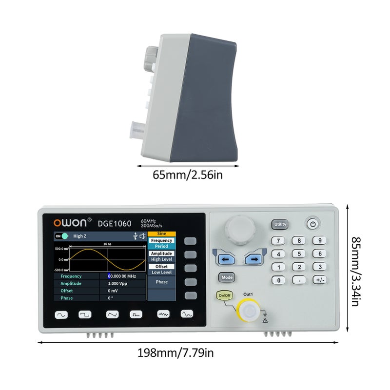OWON DGE1060 60MHz 300MSa/s Arbitrary Waveform Generator Single Channel 1CH 3.6inch LCD Display Benchtop 14Bits   Waveform Generator - Image 3