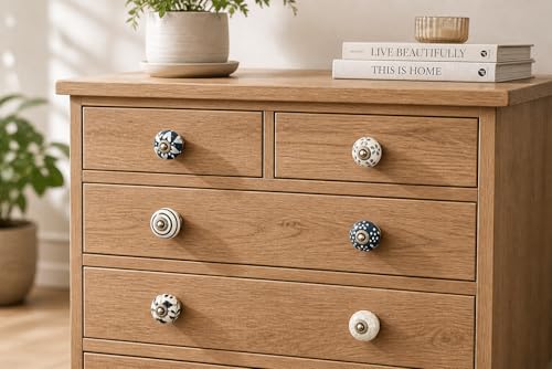 JGARTS 20 Knobs Grey & White Cream Hand Painted Ceramic Knobs Cabinet Drawer Pull Pulls - Image 4