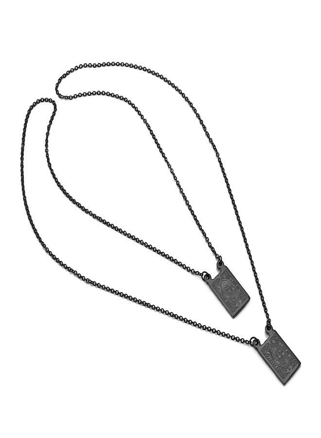 Steeltime Scapular Necklace for Men & Women - Black Stainless Steel Catholic Jewelry - Escapulario de la Virgen del Carmen - Sacred Heart Religious Pendant - 24" Hypoallergenic Chain - Image 1