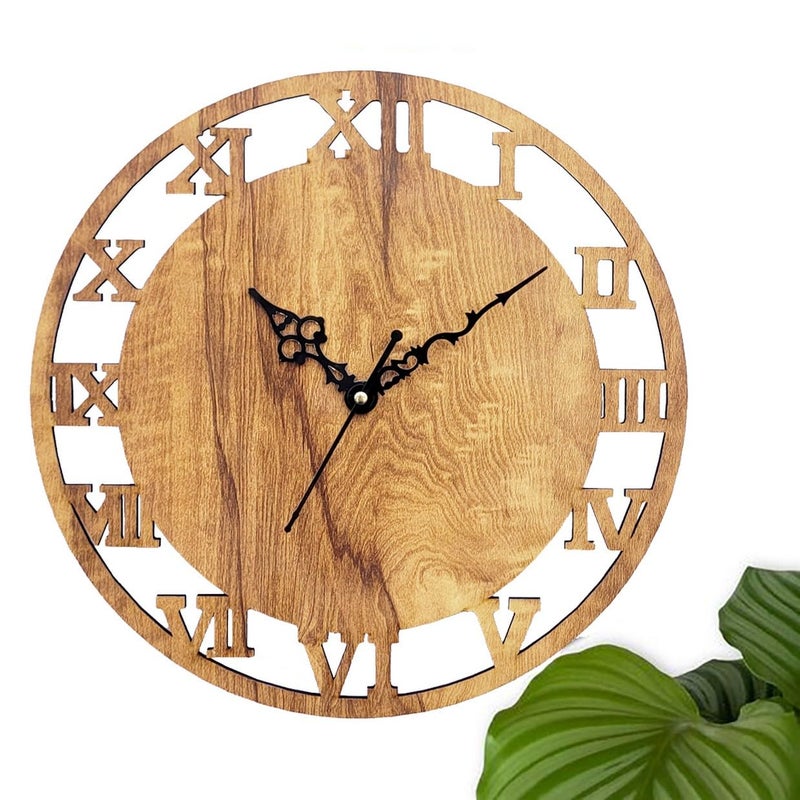 ADK Industries Designer Wooden Decorative Round Shaped Wall Clock for Home Dcor Size 25 x 25 Brown - Image 2