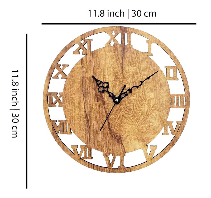 ADK Industries Designer Wooden Decorative Round Shaped Wall Clock for Home Dcor Size 25 x 25 Brown - Image 5