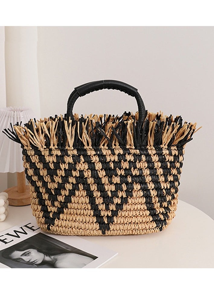 KUYING - New Woven Handbag Women's Large Capacity Beach Handbag - Image 1