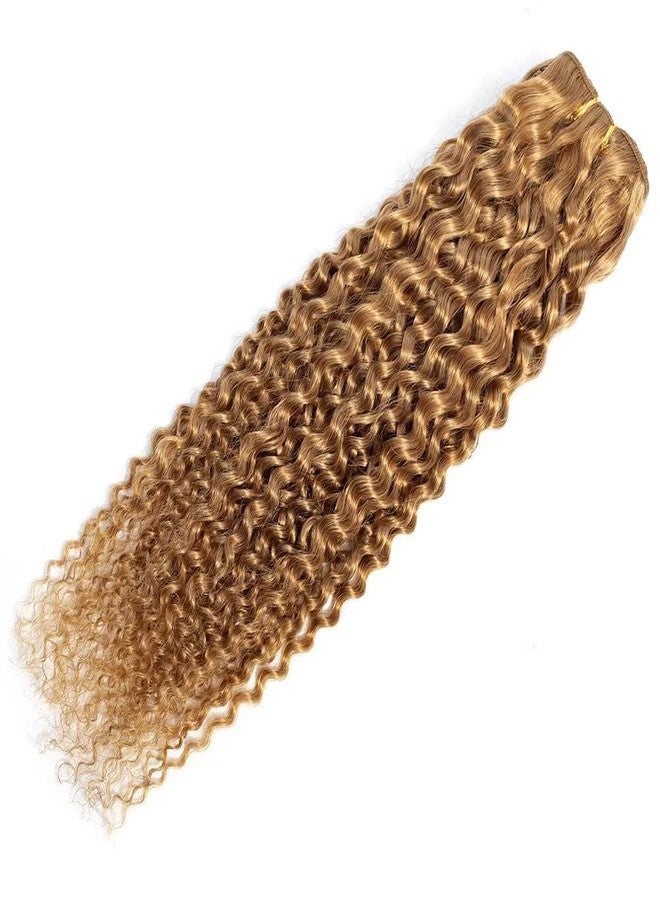 FEEL ME 1 Piece 22 Inch Honey Blonde Kinky Curly Brazilian Hair Weave Bundles Colored 27 Brazilian Curly Human Hair Bundles 10A Unprocessed Deep Curly Virgin Hair Extension 100g - Image 2