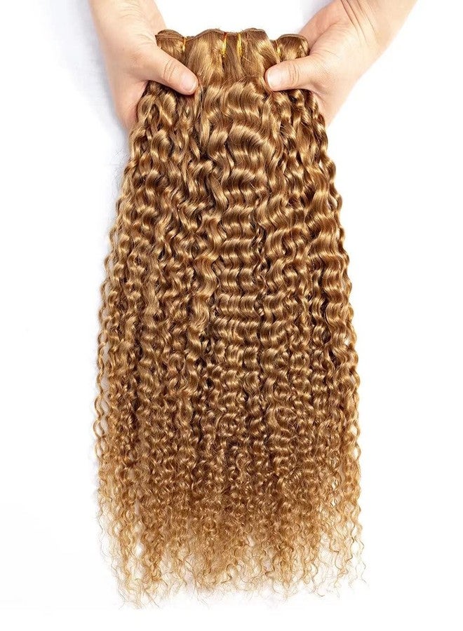 FEEL ME 1 Piece 22 Inch Honey Blonde Kinky Curly Brazilian Hair Weave Bundles Colored 27 Brazilian Curly Human Hair Bundles 10A Unprocessed Deep Curly Virgin Hair Extension 100g - Image 5