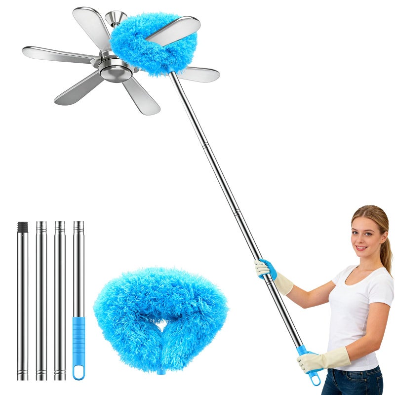 SetSail Ceiling Fan Cleaner Duster, Microfiber Ceiling Fan Duster with Extension Pole 13 to 47 Inch Washable Ceiling Fan Blade Dusters for Cleaning - Image 1