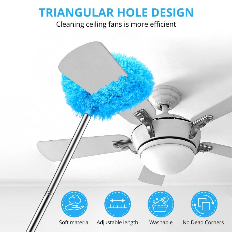 SetSail Ceiling Fan Cleaner Duster, Microfiber Ceiling Fan Duster with Extension Pole 13 to 47 Inch Washable Ceiling Fan Blade Dusters for Cleaning - Image 5