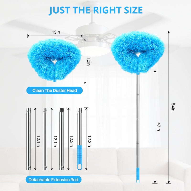 SetSail Ceiling Fan Cleaner Duster, Microfiber Ceiling Fan Duster with Extension Pole 13 to 47 Inch Washable Ceiling Fan Blade Dusters for Cleaning - Image 2