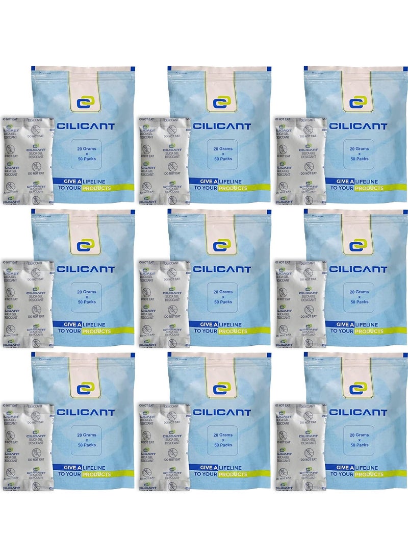 CILICAnT CILICAnT 20 Gram 450 Pcs Silica Gel White Packets Desiccant Dehumidifiers NonIndicating Silica Gel Packs To Avoid Moisture Odour and Fungus 20 Gram X 450 Pcs 9 KG  - Image 1