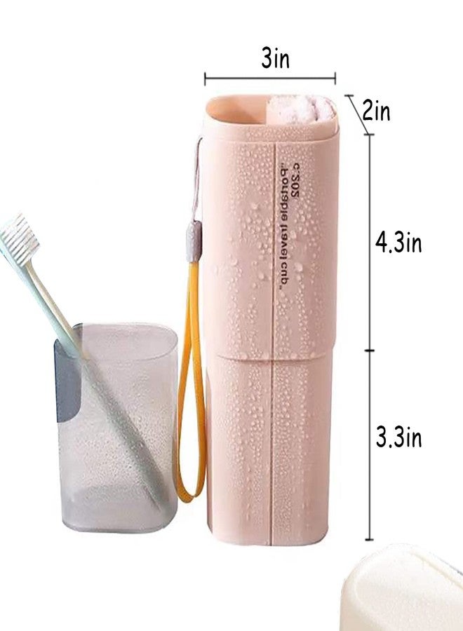 Rmannke Portable Travel Toothbrush Holder, Toothpaste Set with Cup, Multifunction Toothbrush Case for Travel, Camping, School, Business and Daily Use (Pink - Image 3