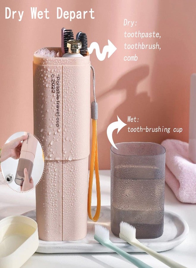 Rmannke Portable Travel Toothbrush Holder, Toothpaste Set with Cup, Multifunction Toothbrush Case for Travel, Camping, School, Business and Daily Use (Pink - Image 2