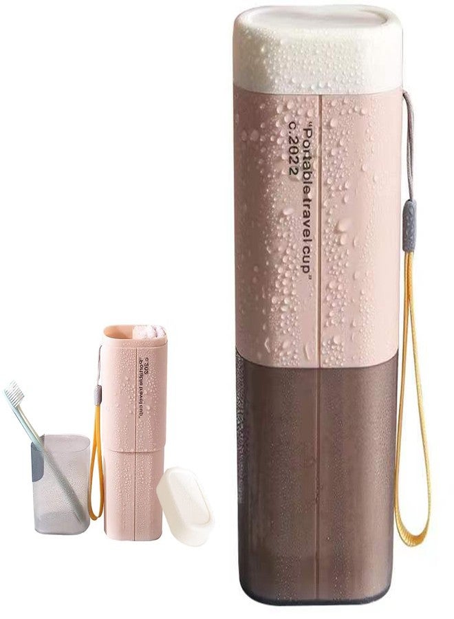 Rmannke Portable Travel Toothbrush Holder, Toothpaste Set with Cup, Multifunction Toothbrush Case for Travel, Camping, School, Business and Daily Use (Pink - Image 1
