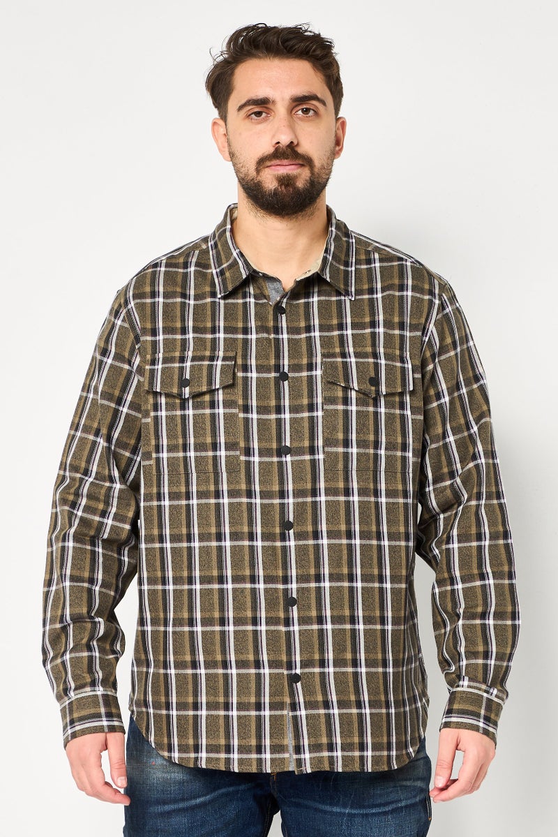 DKNY Men Regular Fit Plaid Long Sleeves Casual Shirt, Multicolor - Image 1