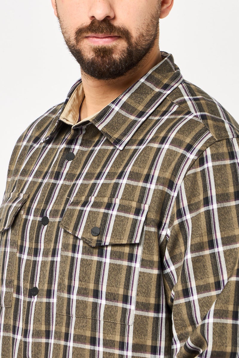 DKNY Men Regular Fit Plaid Long Sleeves Casual Shirt, Multicolor - Image 3