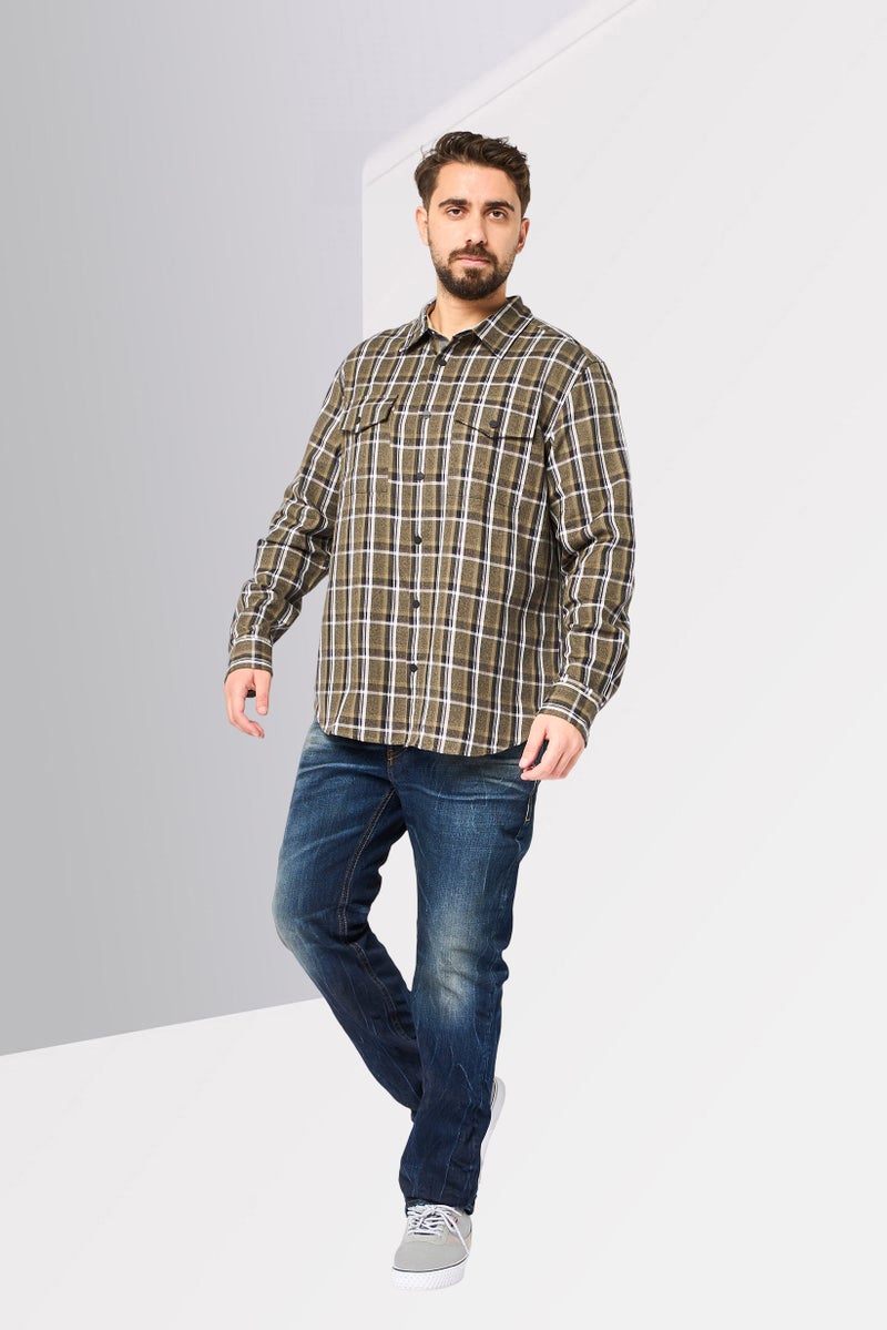 DKNY Men Regular Fit Plaid Long Sleeves Casual Shirt, Multicolor - Image 2