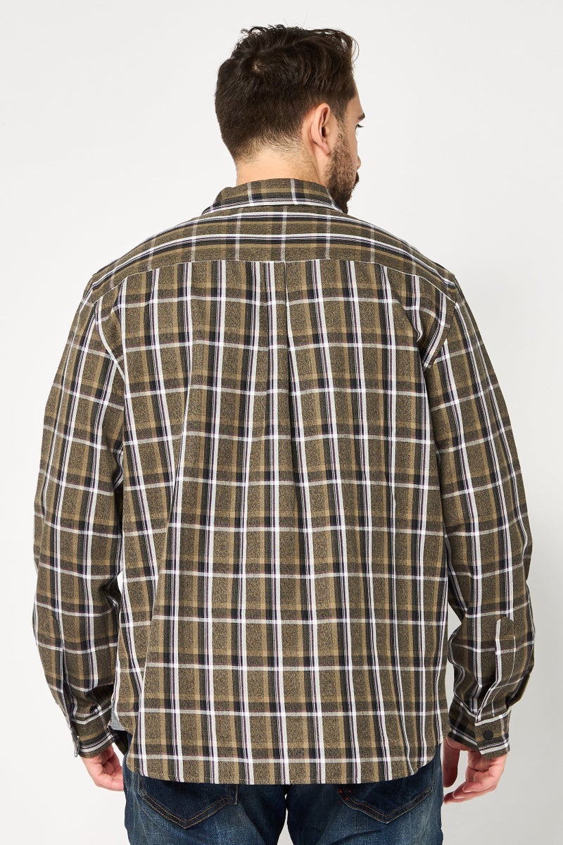 DKNY Men Regular Fit Plaid Long Sleeves Casual Shirt, Multicolor - Image 4