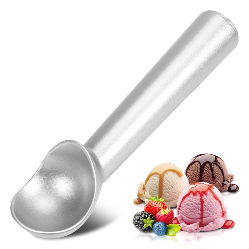 Ice Cream Scoop7 inches Nonstick AntiFreeze One Piece Aluminum Scooper Spoon Heavy Duty Durable Design Easy Clean for Gelato Cookie Dough Sorbet Almond Silver