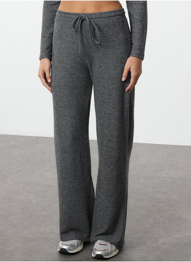 trendyol - Anthracite Soft Crop and Wide Leg Knitted Top and Bottom Set TWOAW23AU00125 - Image 1