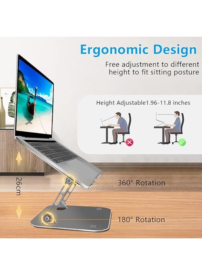 حامل لابتوب معدني - قابل لتعديل الارتفاع والزاوية - تصميم مريح وقابل للطي مع قواعد مانعة للانزلاق - Image 3