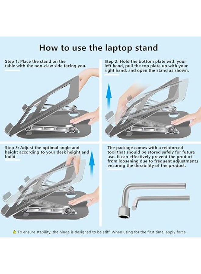 حامل لابتوب معدني - قابل لتعديل الارتفاع والزاوية - تصميم مريح وقابل للطي مع قواعد مانعة للانزلاق - Image 2