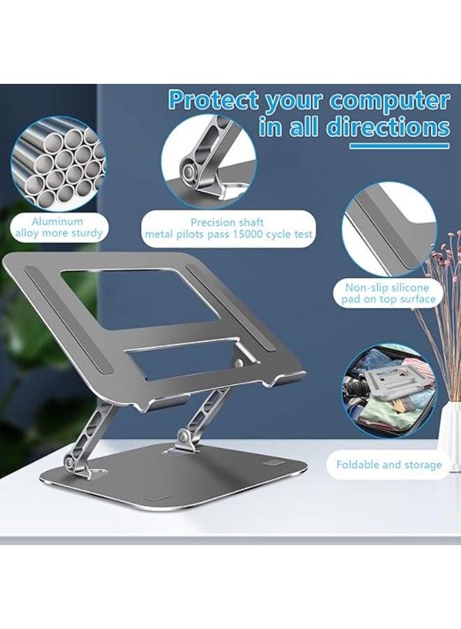 حامل لابتوب معدني - قابل لتعديل الارتفاع والزاوية - تصميم مريح وقابل للطي مع قواعد مانعة للانزلاق - Image 4