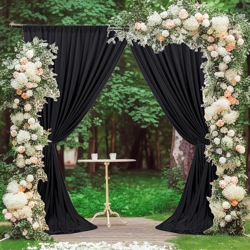 MEETSKY Black Backdrop Curtains for Parties - 10ft x 8ft Party Photo Background Curtain Rod Pocket Fabric Drapes Panels for Boys Birthday Holiday Home Halloween Decoration, 5ft x 8ft, 2 Panels - Image 4